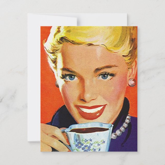 Invitation sociale Retro Stylish Lady Coffee or Te (Devant)