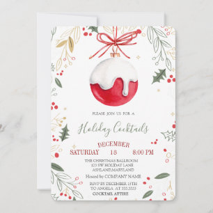 Invitation Société de boule de Noël rouge à baie de houx Noël