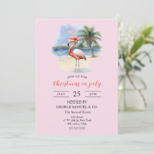 Invitation Société de coutume de Noël en juillet Flamingo