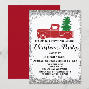 Invitation Société de l'Arbre de Noël Camion Rouge Fête de No