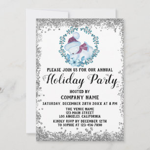 Invitation Société de Noël Couronne Bleue Fête de Noël Argent