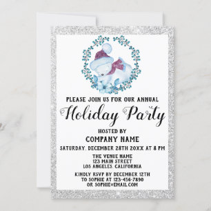 Invitation Société de Noël Couronne Bleue Fête de Noël Argent