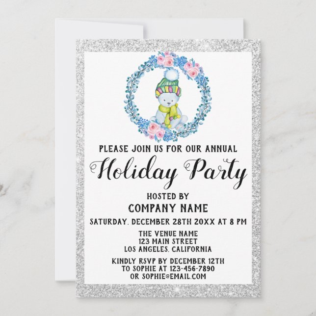 Invitation Société de Noël Couronne Bleue Fête de Noël d'entr (Devant)