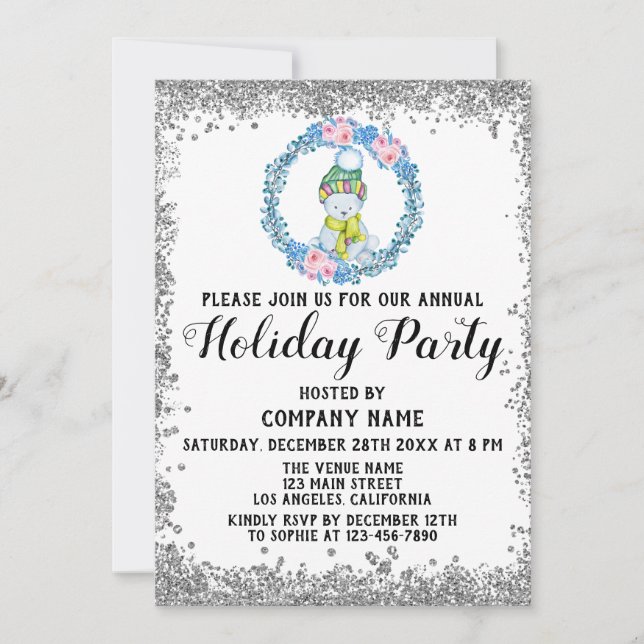 Invitation Société de Noël Couronne Bleue Fête de vacances Ar (Devant)