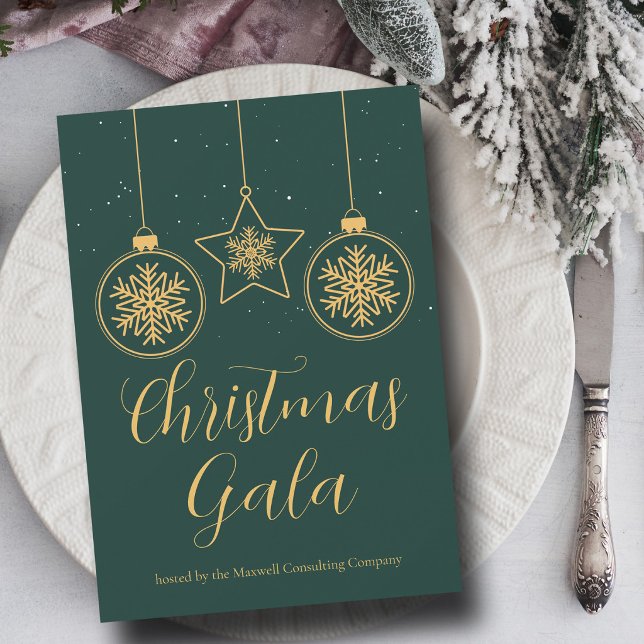 Invitation Société de parure verte chic en or Soirée de Noël (Créateur téléchargé)