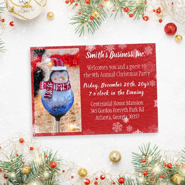 Invitation Société de photo Red Winter Fête de Noël (Créateur téléchargé)