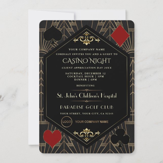 Invitation Société de soirée de casino Jour d'appréciation de (Devant)