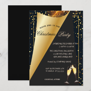 Invitation Société Elegant Gold Dots Fête de Noël