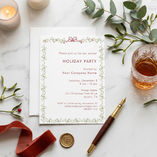 Invitation Société élégante de verdure de Noël Fête de fin d'