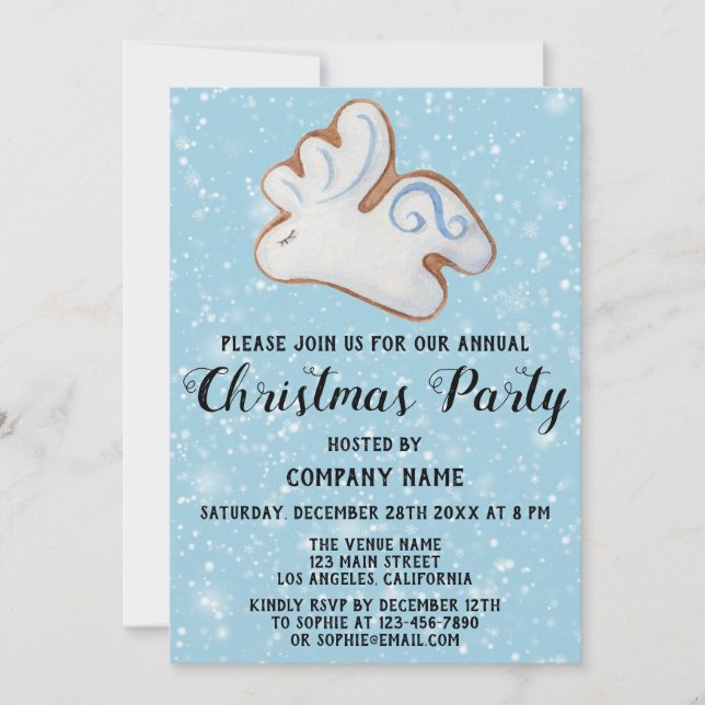 Invitation Société Fête de Noël Renne Blanc (Devant)