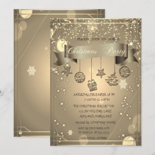 Invitation Société Gold Christmas Ornaments Fête de Noël