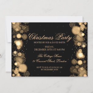 Invitation Société Noël Fête Gold Winter Wonder