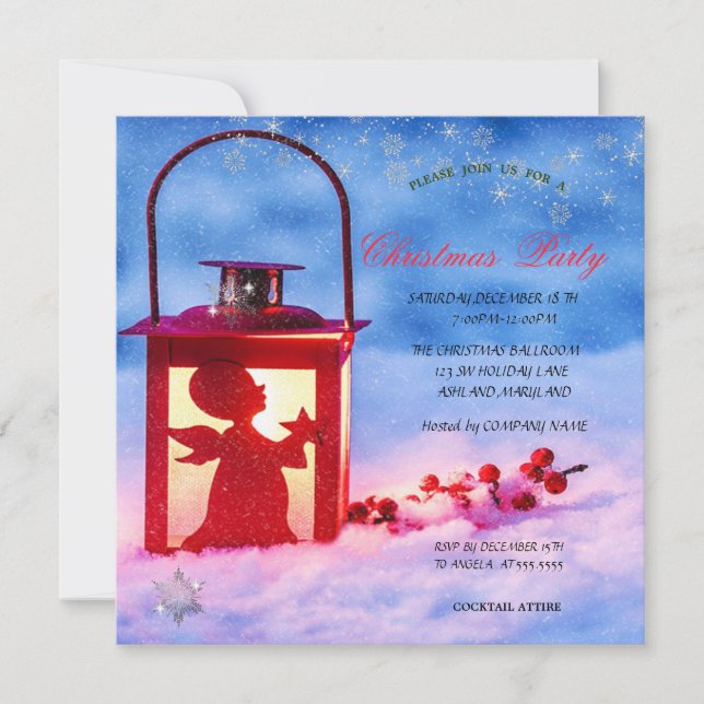 Invitation Société Noël Lumière Holly Berry (Devant)