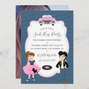 Invitation Sock Hop Kids Rock and Roll Retro Party photo
