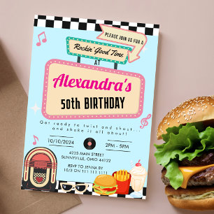Invitation Sock Hop Vintage Diner Retro dans les années 1950