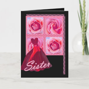 Invitation SOEUR - demoiselle d'honneur - robe rouge, roses