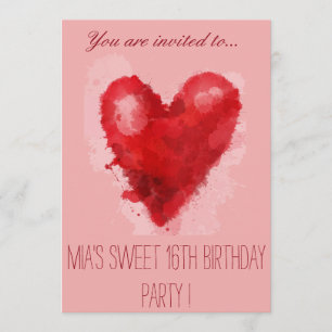 Invitation Soeur rose fête du 16e anniversaire