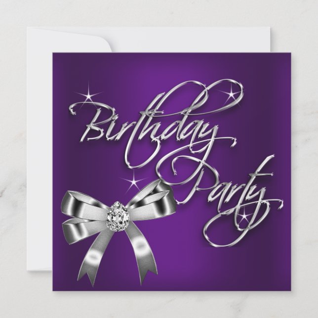 Invitation Soeur Silver Purple Femme fête d'anniversaire (Devant)