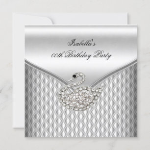 Invitation Soeur Silver White Swan fête d'anniversaire