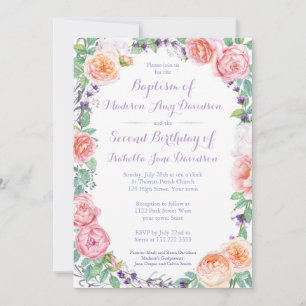 Invitation Soeurs conjointes Baptême / Fête d'anniversaire /