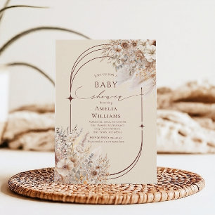 Invitation Soft Beige Boho Élégant Baby shower Arc Floral Dan