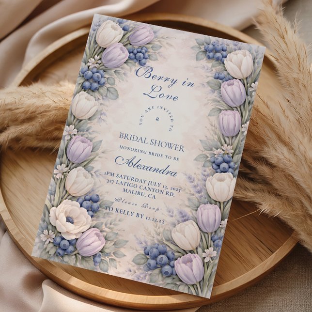 Invitation Soft Blue Berry Botanicals Bridal Shower (Créateur téléchargé)