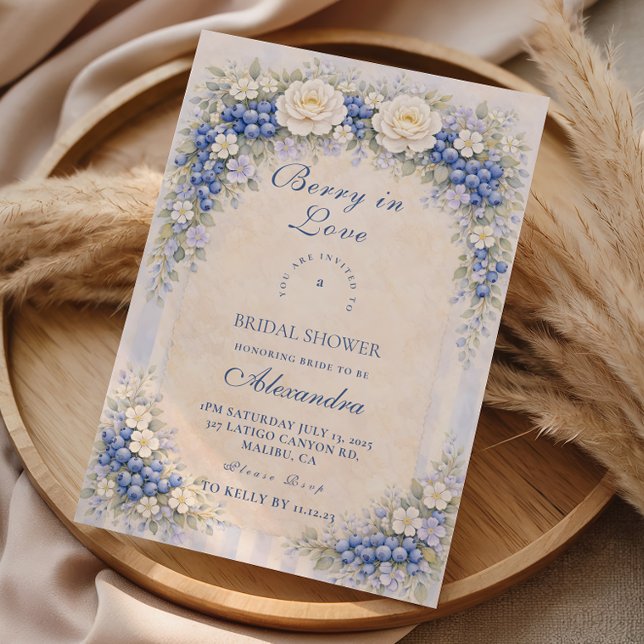 Invitation Soft Blue Berry Romance Bridal Shower (Créateur téléchargé)