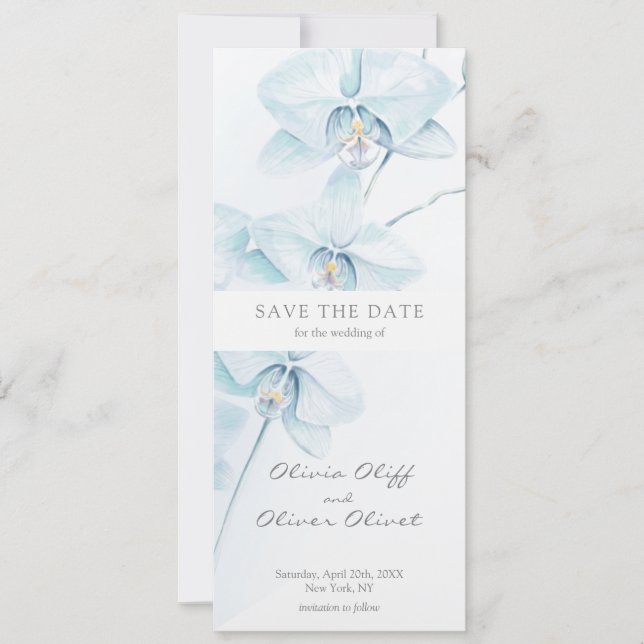 Invitation Soft Blue Orchid Enregistrer la date (Devant)
