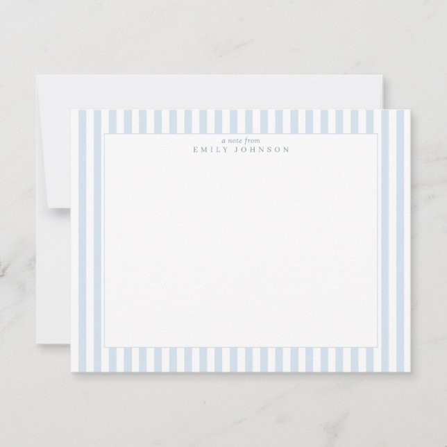 Invitation Soft Blue Striped Note Card (Devant)