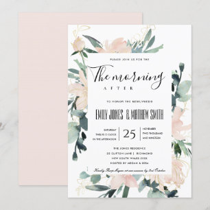 INVITATION SOFT BLUSH FLORAL GOLD LE MATIN APRÈS MARIAGE