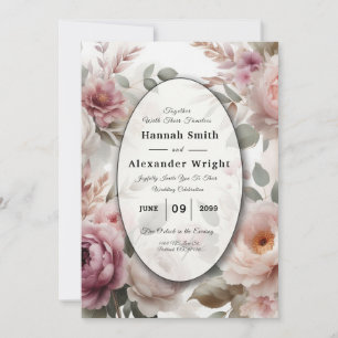 Invitation Soft Blush Floral Peony et Rose Serenade