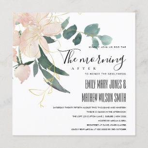 INVITATION SOFT BLUSH GOLD FLORAL LE MATIN APRÈS MARIAGE