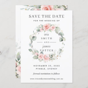 Invitation Soft Blush Rose Floral Wedding Enregistrer la cart