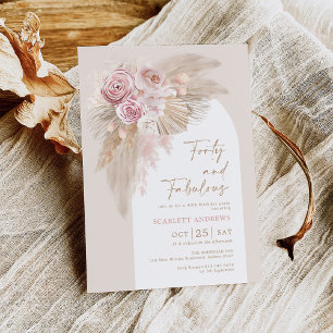 Invitation Soft Boho Pampas Grass séché Fleur 40e anniversair