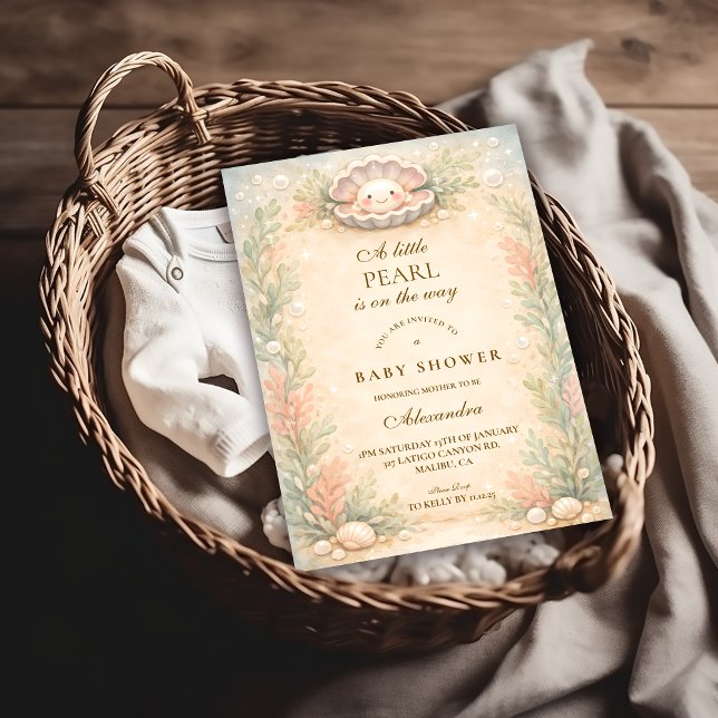Invitation Soft Coastal Pearl Storybook Baby Shower (Créateur téléchargé)