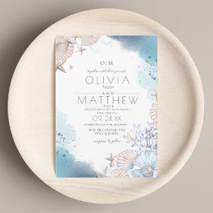 Invitation Soft Elegant Ocean Beach Coral Mariage