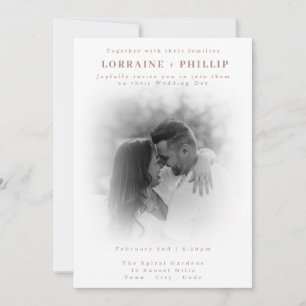 Invitation Soft Fade noir et blanc mariage photo romantique