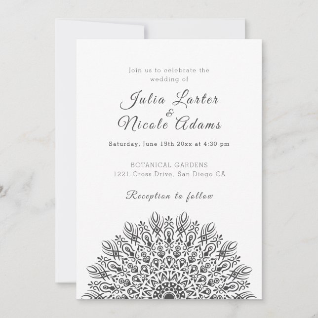 Invitation Soft Feather Dry Pampas Grass Mandala Wedding (Devant)
