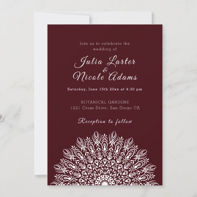 Invitation Soft Feather Dry Pampas Grass Mandala Wedding (Devant)