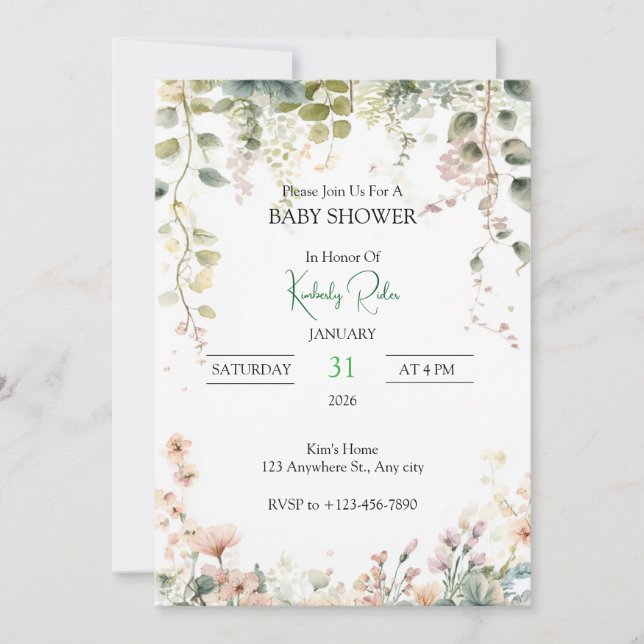 Invitation Soft Floral Watercolor Frame (Devant)