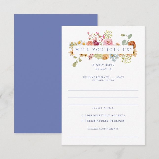 Invitation Soft Garden Florals Mariage RSVP (Devant / Derrière)