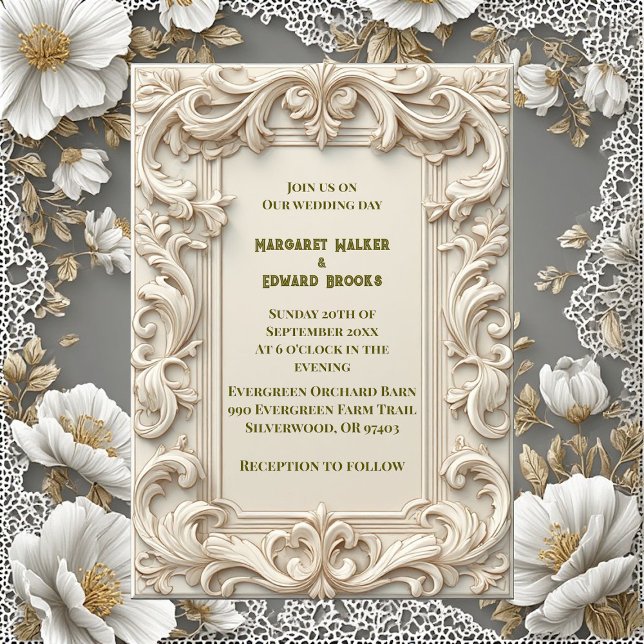 Invitation Soft Ivory Baroque Grandeur Acanthus Swirl Minimal (Soft Ivory Baroque Grandeur Acanthus Swirl Minimal Invitation)