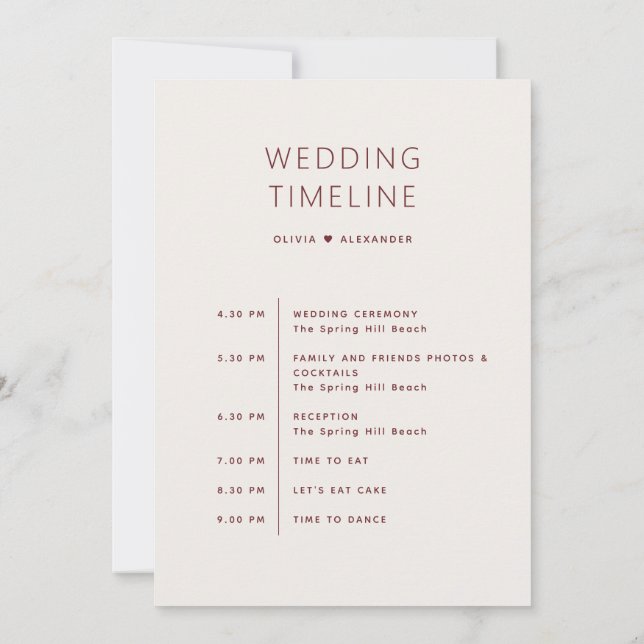 Invitation Soft Ivory Wedding Timeline | Elegant Itinerary (Dos)