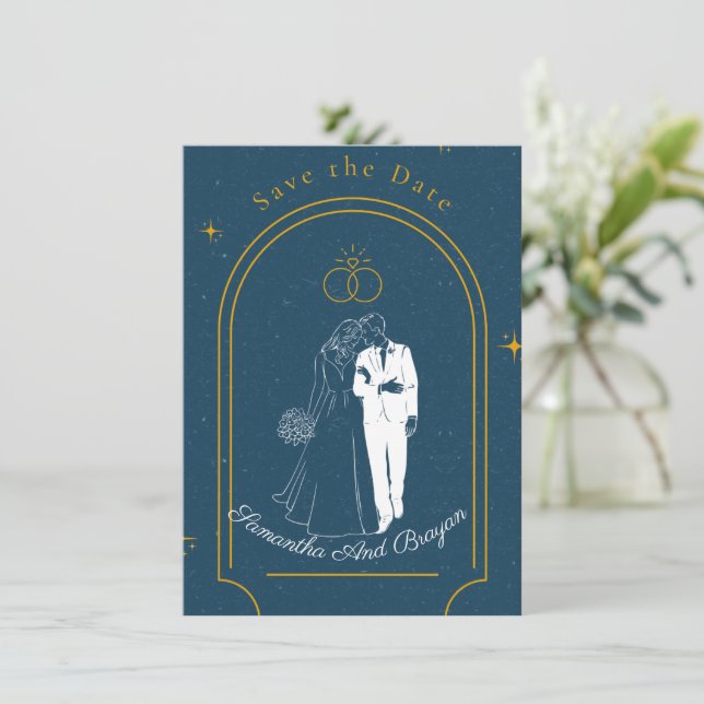 Invitation Soft Night Romance , Wedding Save the Date Card (Debout devant)