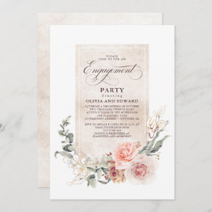 Invitation Soft Pastel Flowers Boho Elegant Engagement Party