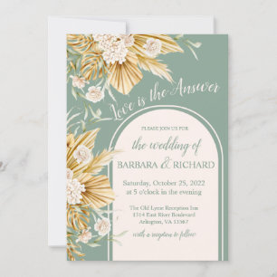 Invitation Soft Pastel Flowers Pampas Grass Boho Mariage