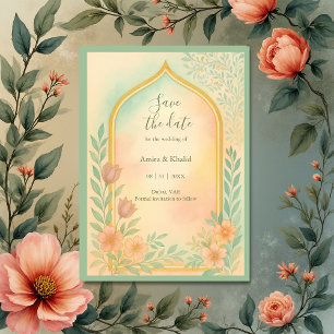 Invitation Soft Pastel Gold Floral Arch enregistrer la date M