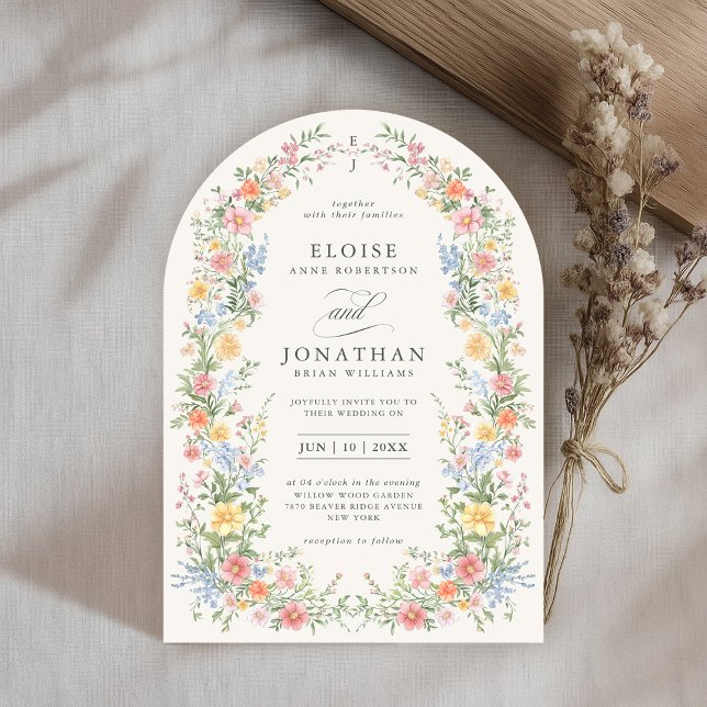 Invitation Soft Pastel Ornate Spring Floral Arch Chic Mariage (Soft Pastel Ornate Spring Floral Arch Chic Wedding Invitation)