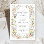 Invitation Soft Pastel Ornate Spring Garden Floral Mariage<br><div class="desc">Apportez un charme intemporel et une élégance romantique à votre mariage avec cette invitation florale minimaliste, avec une douce bordure en aquarelle de fleurs peintes à la main. L'agencement floral délicat comprend des roses pastel, des jaunes de beurre, des lavandes douces, des bleus et des verts sauge, encadrant gracieusement votre...</div>