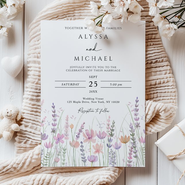 Invitation Soft Pastel Wildflower Floral Wedding (Créateur téléchargé)